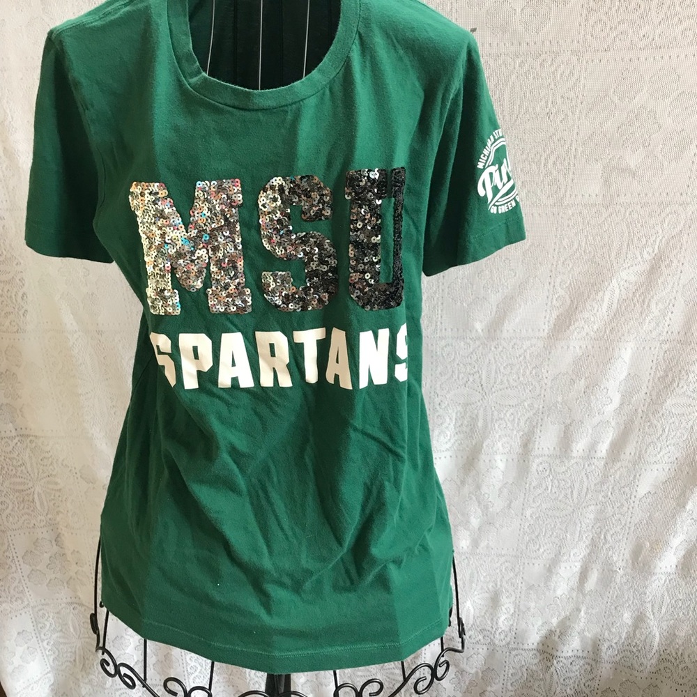 Victoria Secret Michigan State Short Sleeved Green Tee